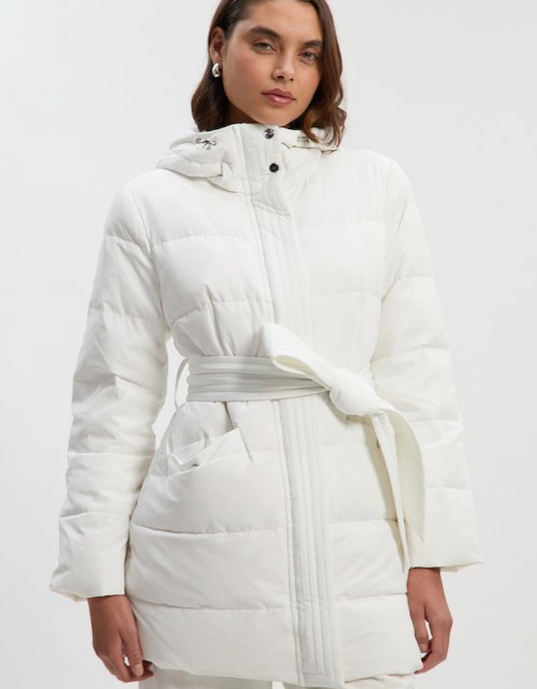 Real Down Belted Midi Coat