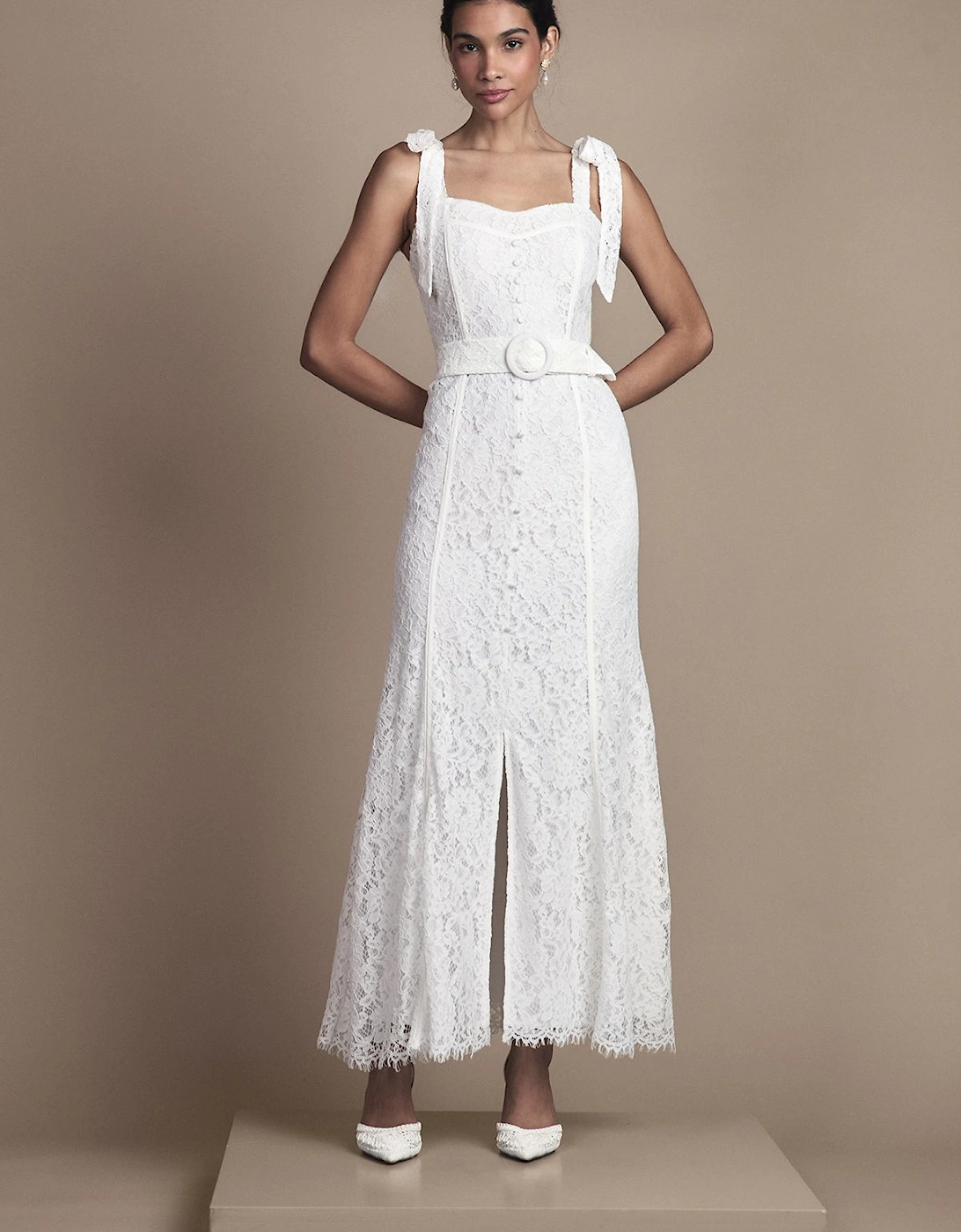 Lace Bow Shoulder Bridal Maxi Dress, 2 of 1