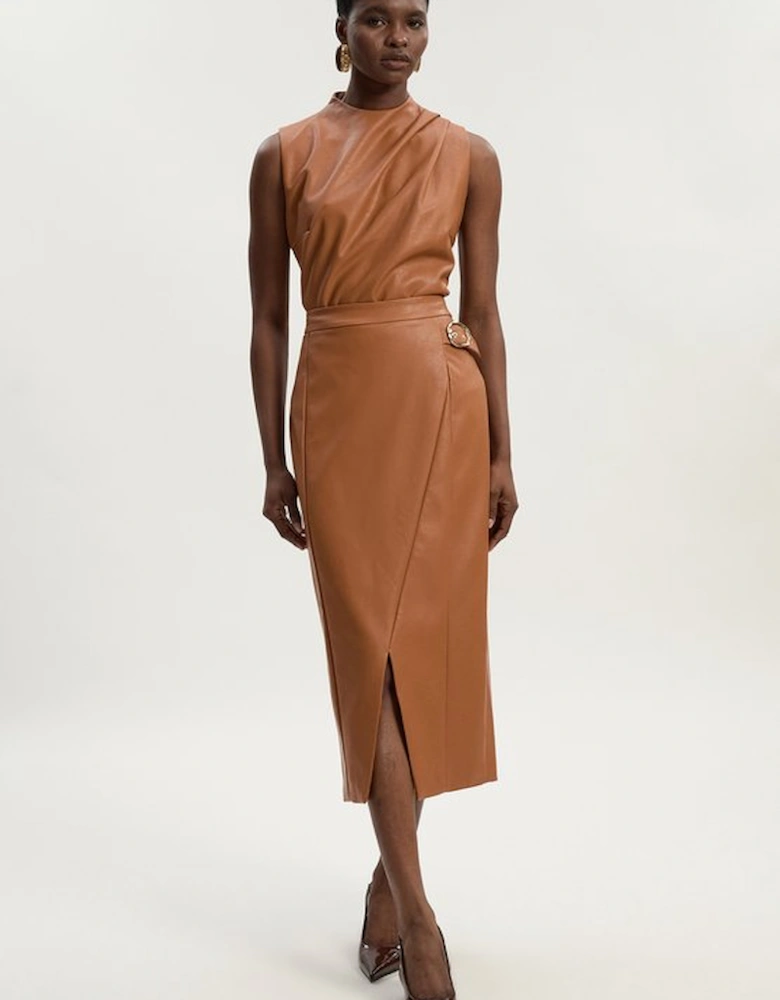 Faux Leather Belt Detail Skirt