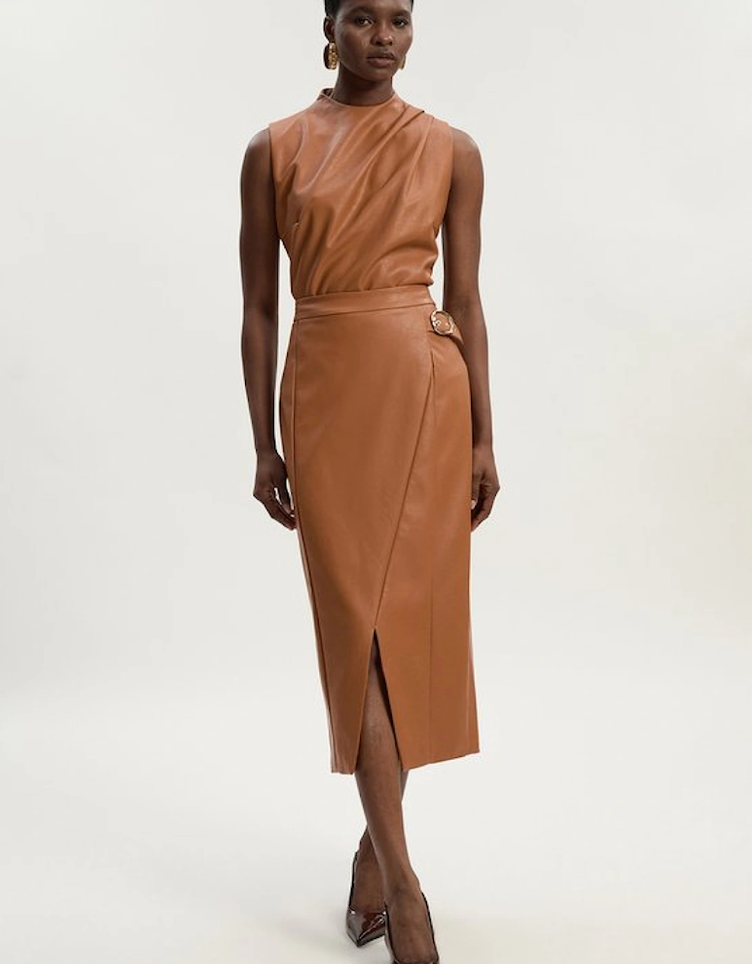 Faux Leather Belt Detail Skirt, 2 of 1