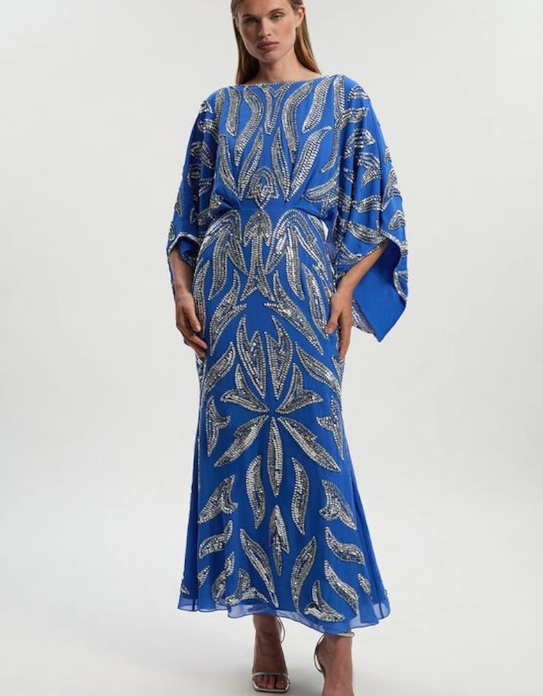 Kimono Sleeve Embellished Maxi Dress