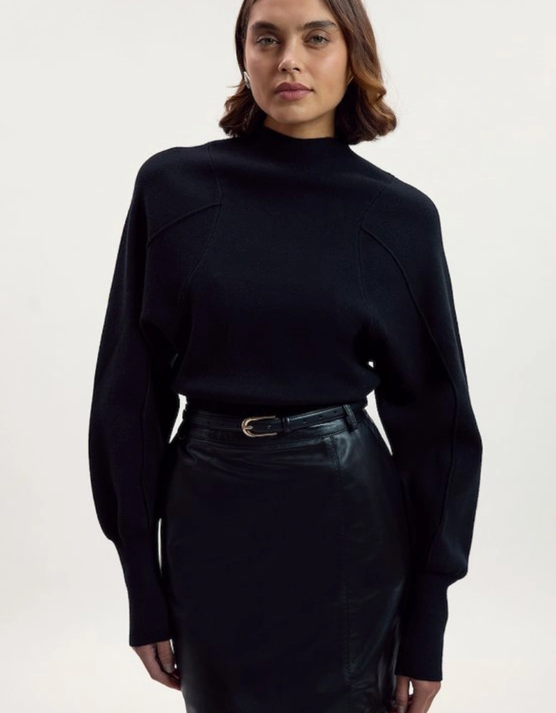 Wool Look Rounded Sleeve Knit Top