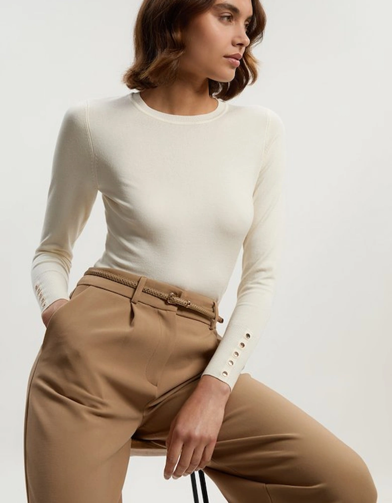 Viscose Blend Knitted Crew Neck Jumper