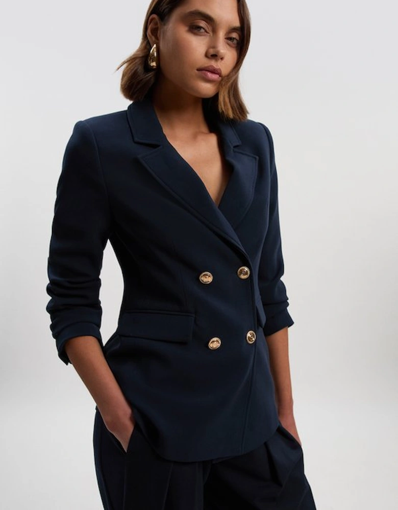 Compact Stretch Essential Tailored Doubled Breasted Blazer