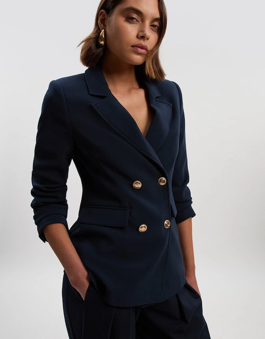 Compact Stretch Essential Tailored Doubled Breasted Blazer, 2 of 1