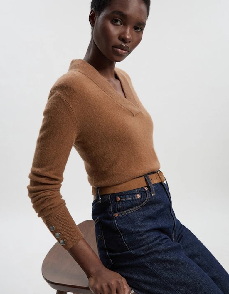 Cashmere V Neck Knitted Jumper