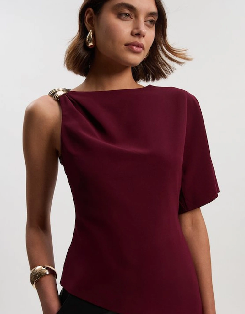 Soft Tailored Trim Detail Asymmetric Top