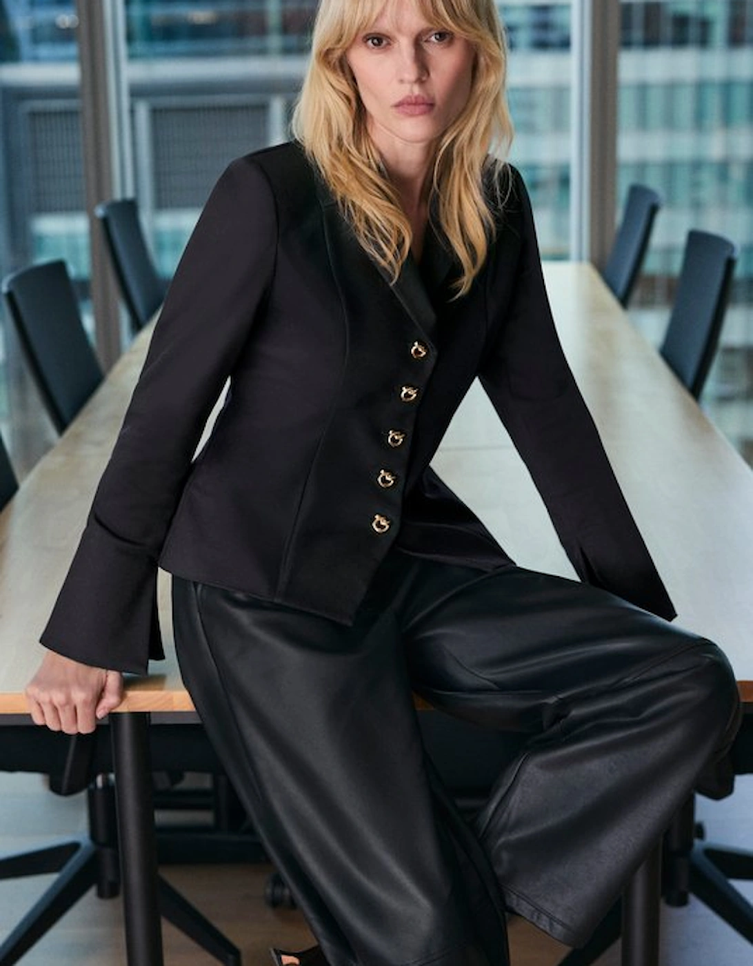 Techno Fitted Blazer Woven Top, 2 of 1