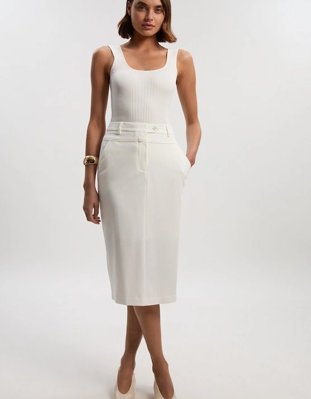 Tailored Tux High Waisted Pencil Skirt, 5 of 4