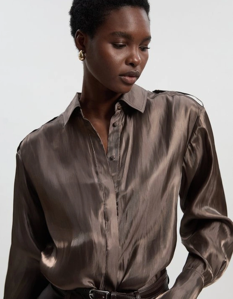 Metallic Woven Collared Shirt
