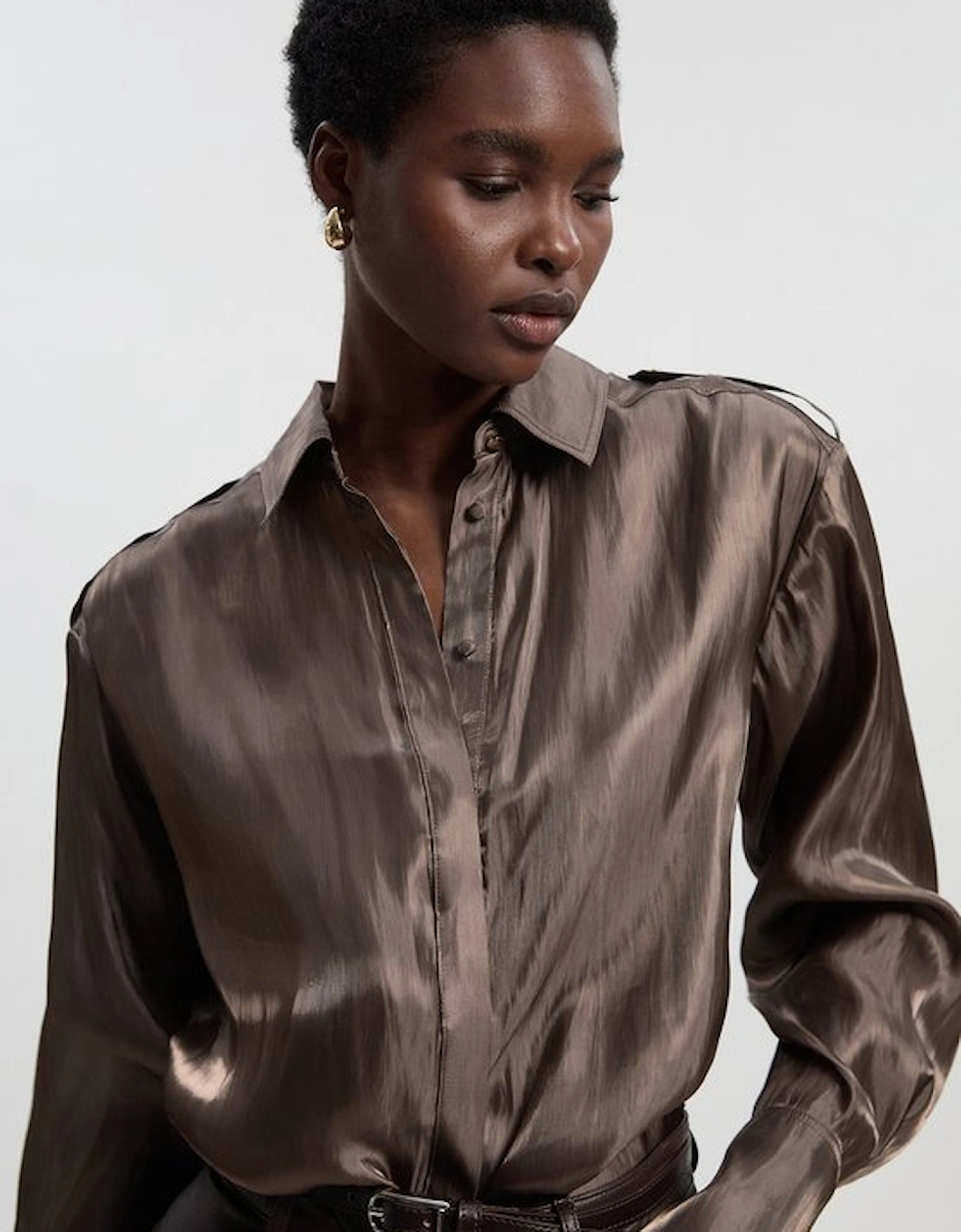 Metallic Woven Collared Shirt, 2 of 1