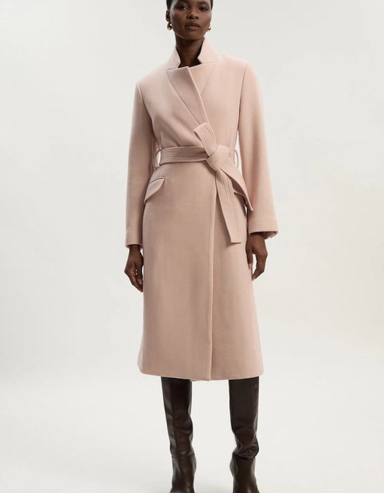 Wool Investment Notch Neck Tailored Midi Coat