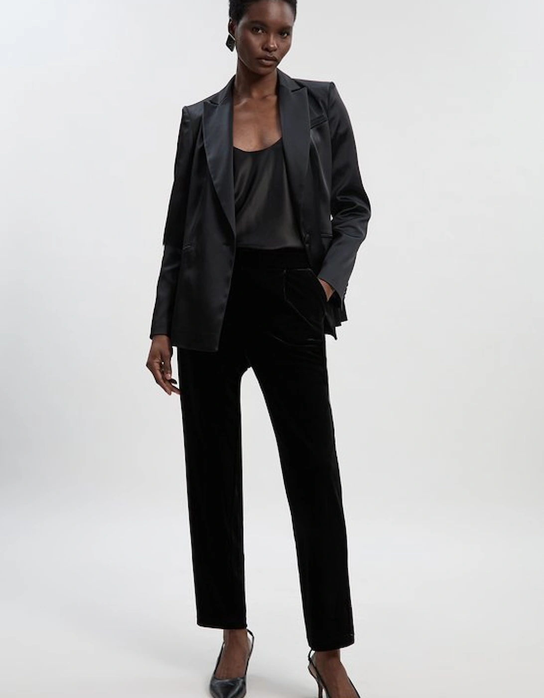 Tailored Velvet High Waist Slim Leg Trouser, 2 of 1