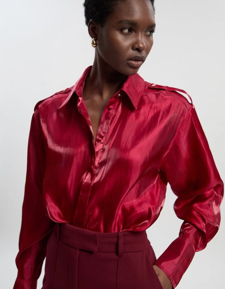 Metallic Woven Collared Shirt