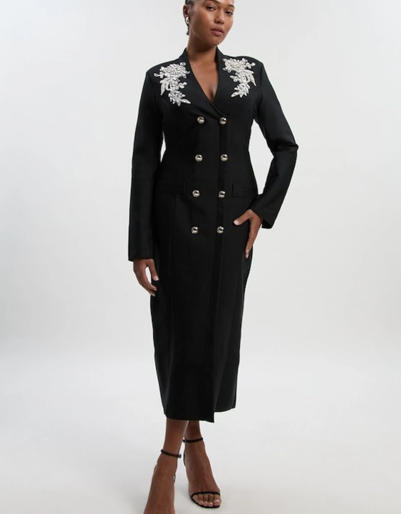 Plus Size Bandage Form Fitting Embellished Maxi Dress