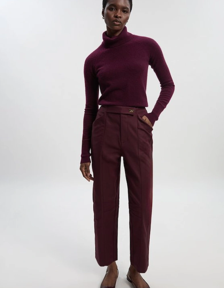 Petite Techno Barrel Leg Woven Trousers