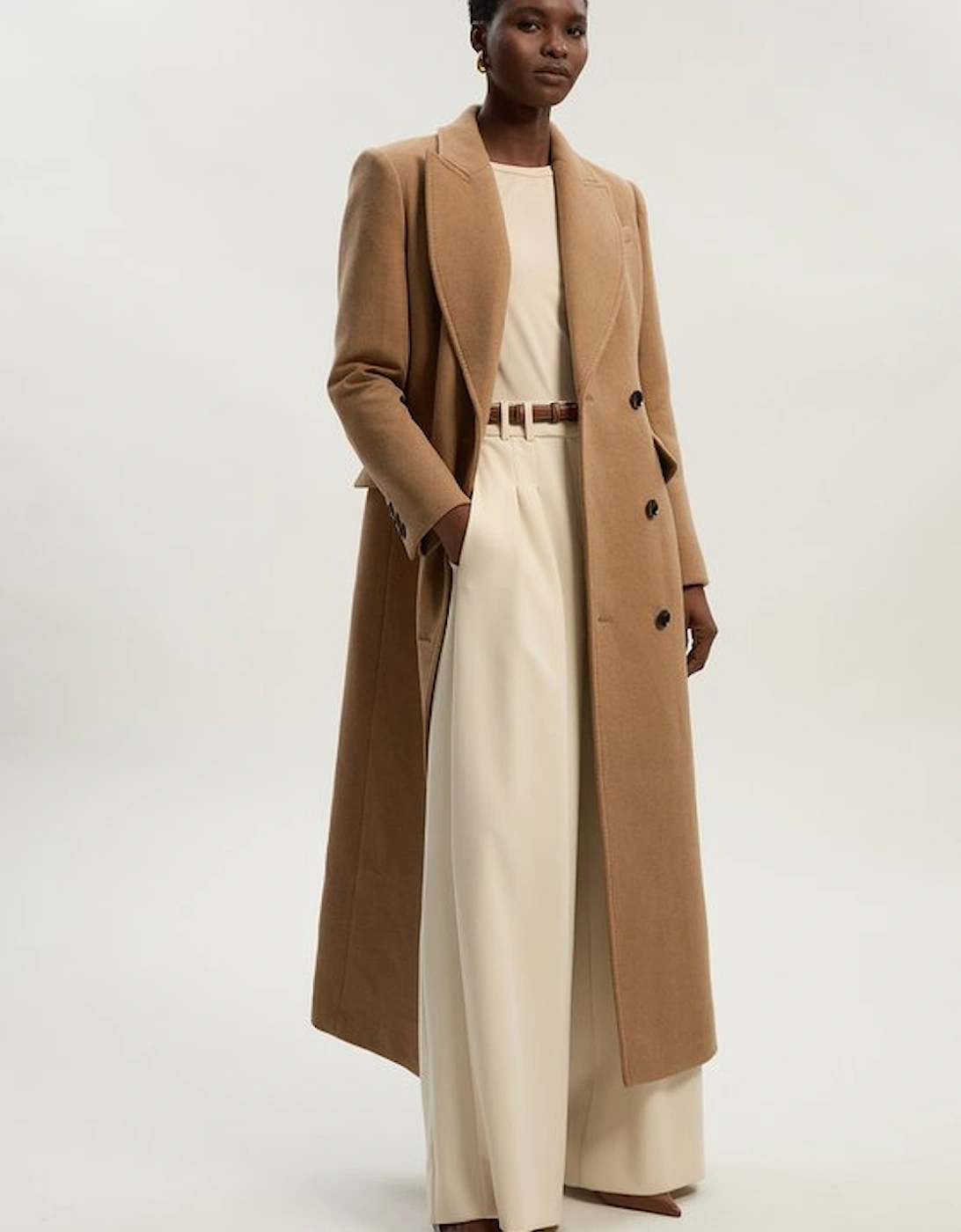 Wool Blend Tailored Fitted Maxi Coat, 2 of 1