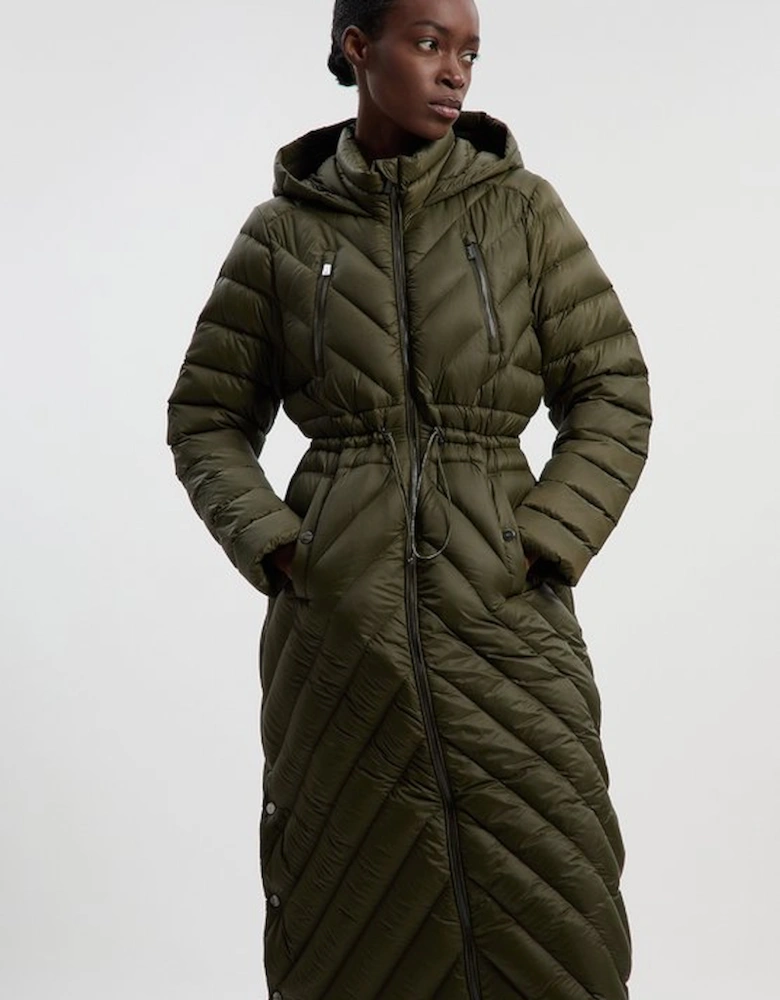 Real Down Knee Length Packable Coat