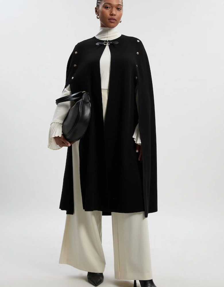 Plus Size Viscose Blend Military Knit Longline Cape