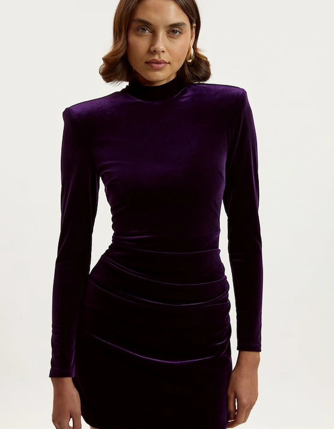 Tailored Velvet High Neck Mini Dress, 2 of 1