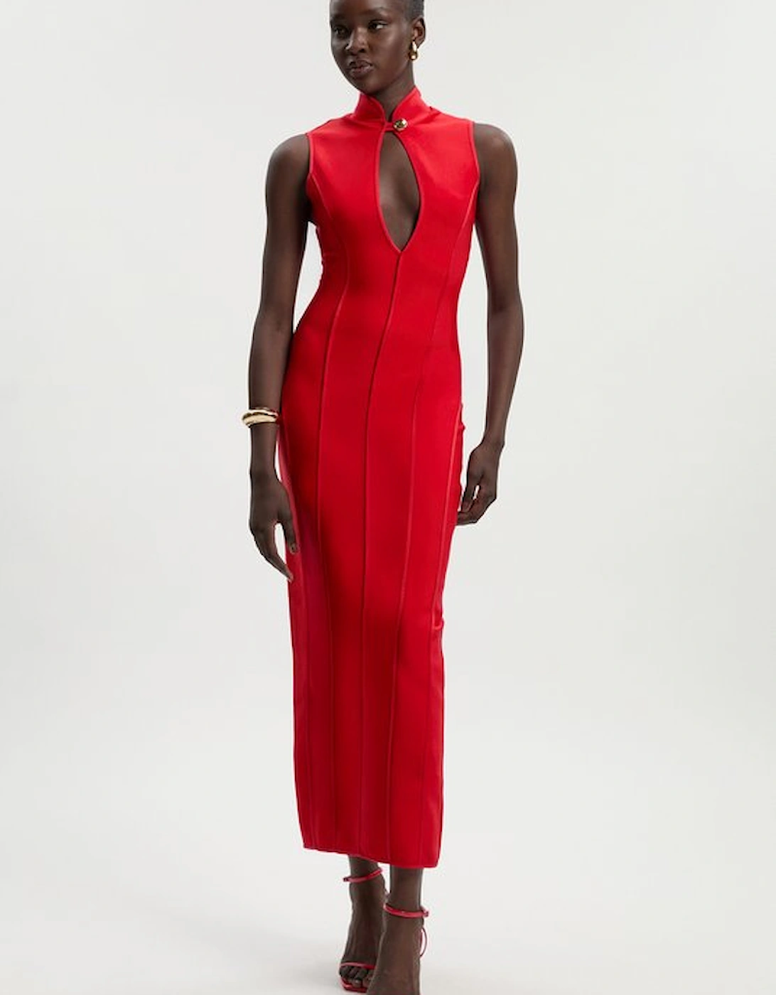 Petite Figure Form Bandage Sleeveless Pencil Knit Maxi Dress, 5 of 4