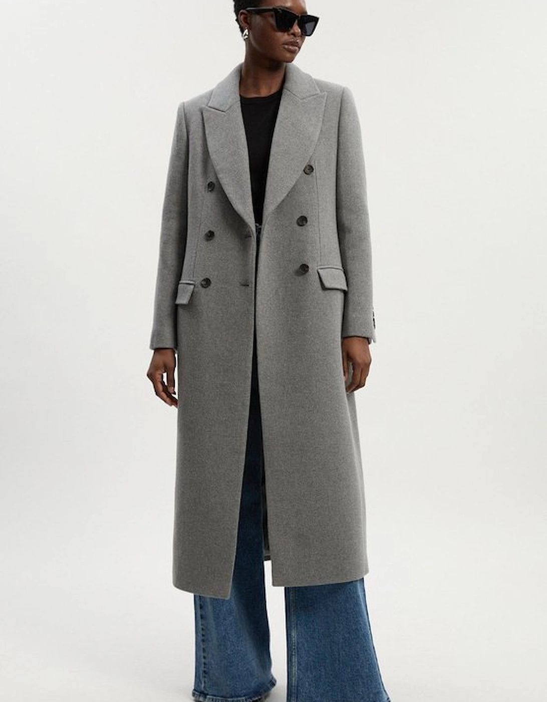 Wool Double Breasted Tailored Midi Coat, 2 of 1