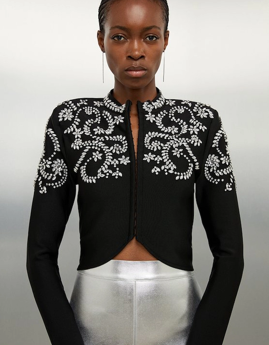Figure Form Bandage Embellished Knit Jacket, 4 of 3