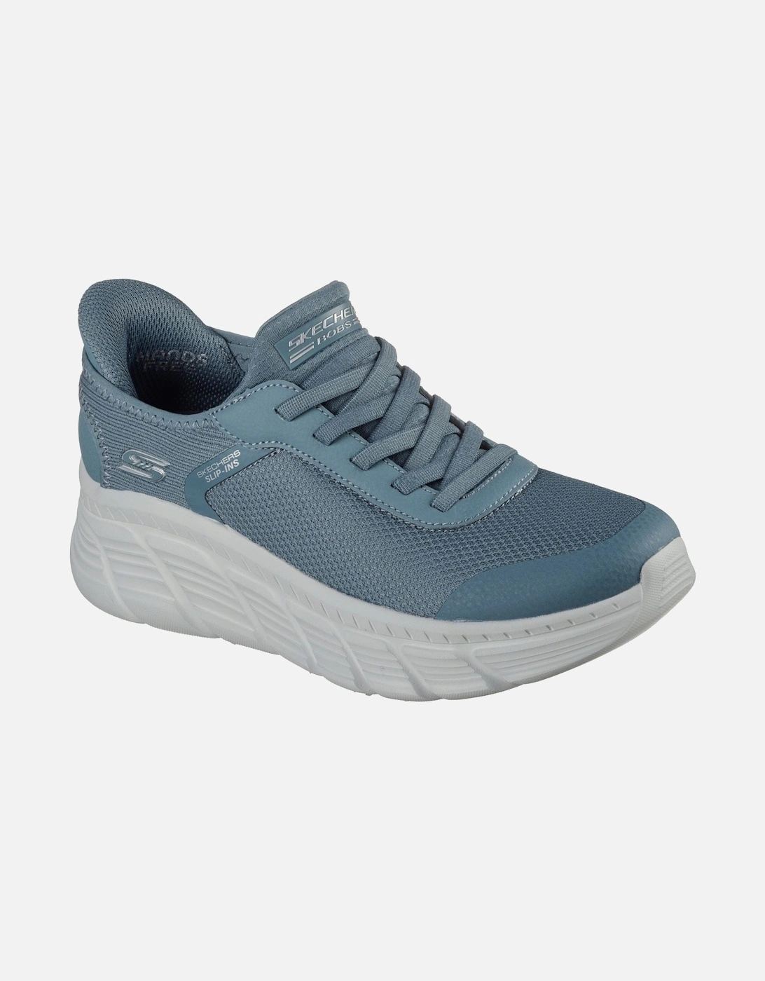 Women's Skechers BOBS Flex Hi Linear Force Textile Women's Slate Trainers - Blue - Size: 5