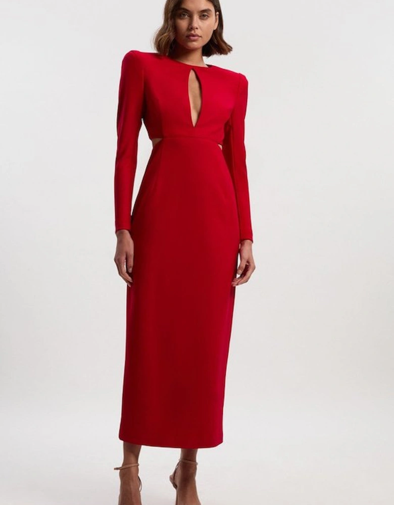 Scuba Crepe Plunge Maxi Dress
