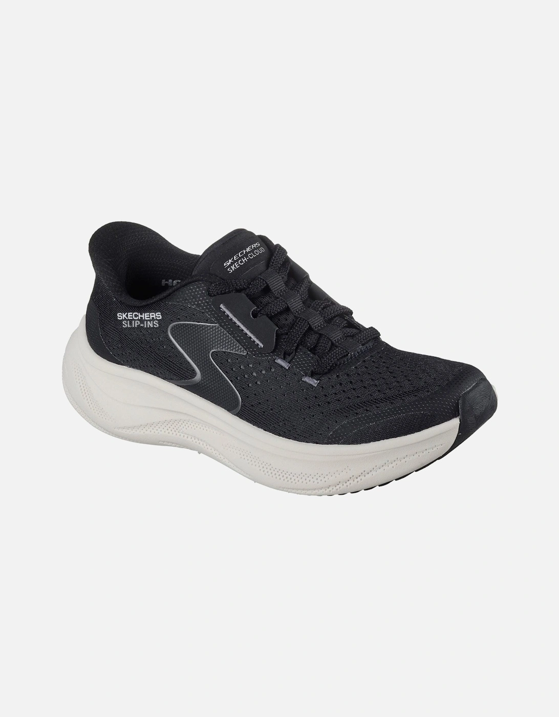 Skech Cloud Plush Horizon Polyester Women's Black/White Trainers, 6 of 5