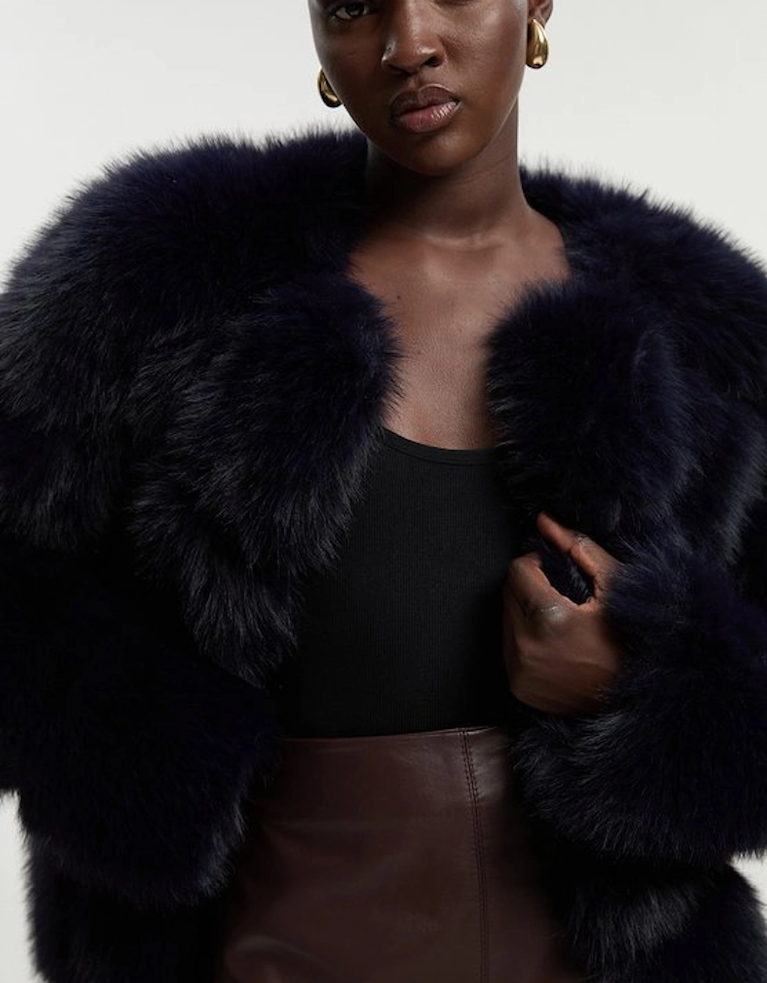 Faux Fur Panelled Long Sleeve Jacket, 2 of 1