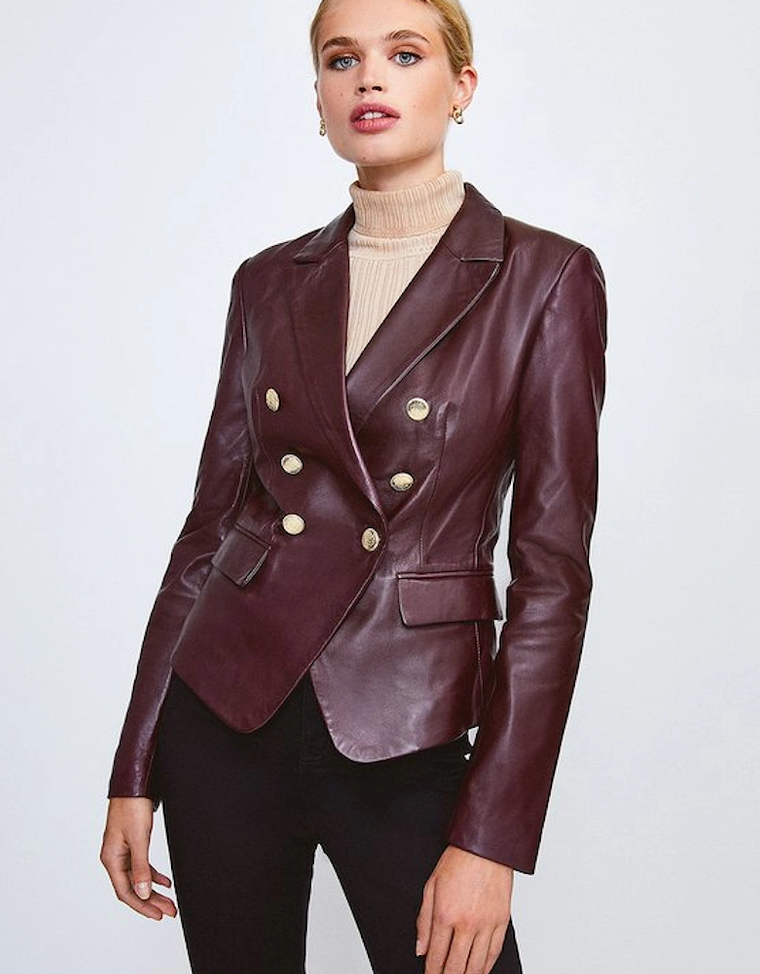 Leather Gold Button Blazer, 2 of 1