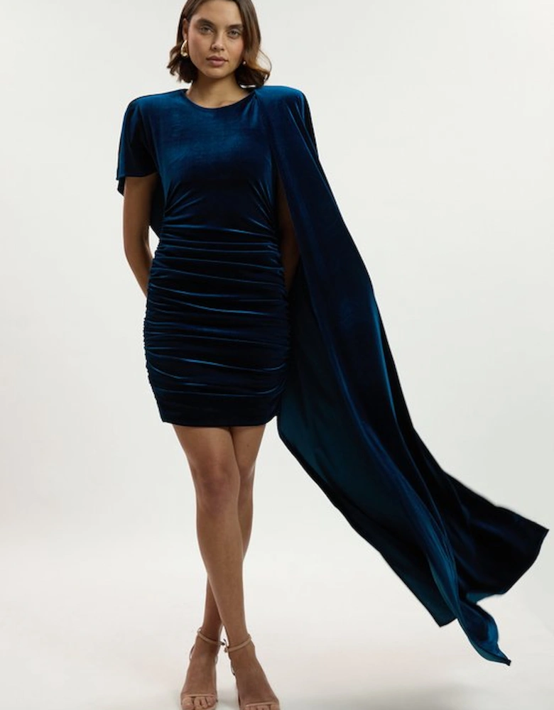 Stretch Jersey Cape Shoulder Mini Dress