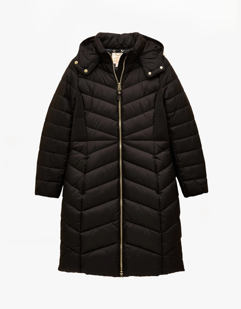 Pembury Womens Showerproof Longline Padded Coat with Hood Black