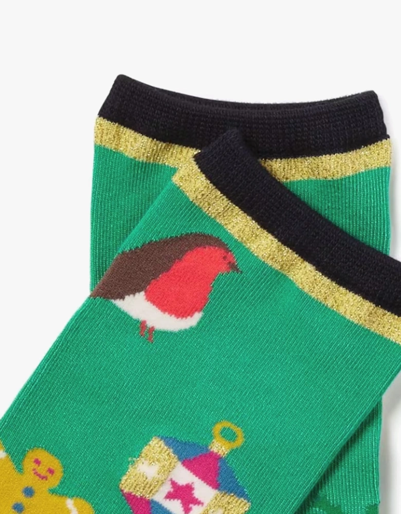 GIFT SOCK Womens Socks Green Xmas: UK 4-8
