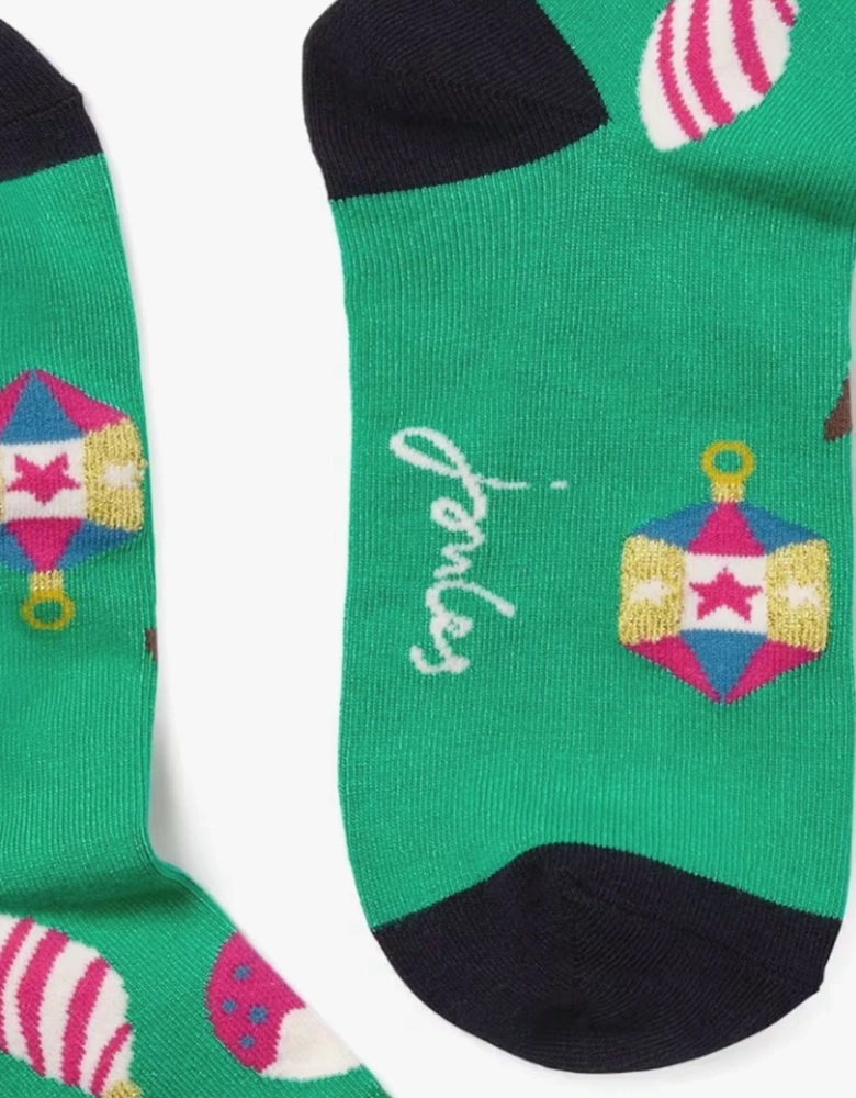 GIFT SOCK Womens Socks Green Xmas: UK 4-8