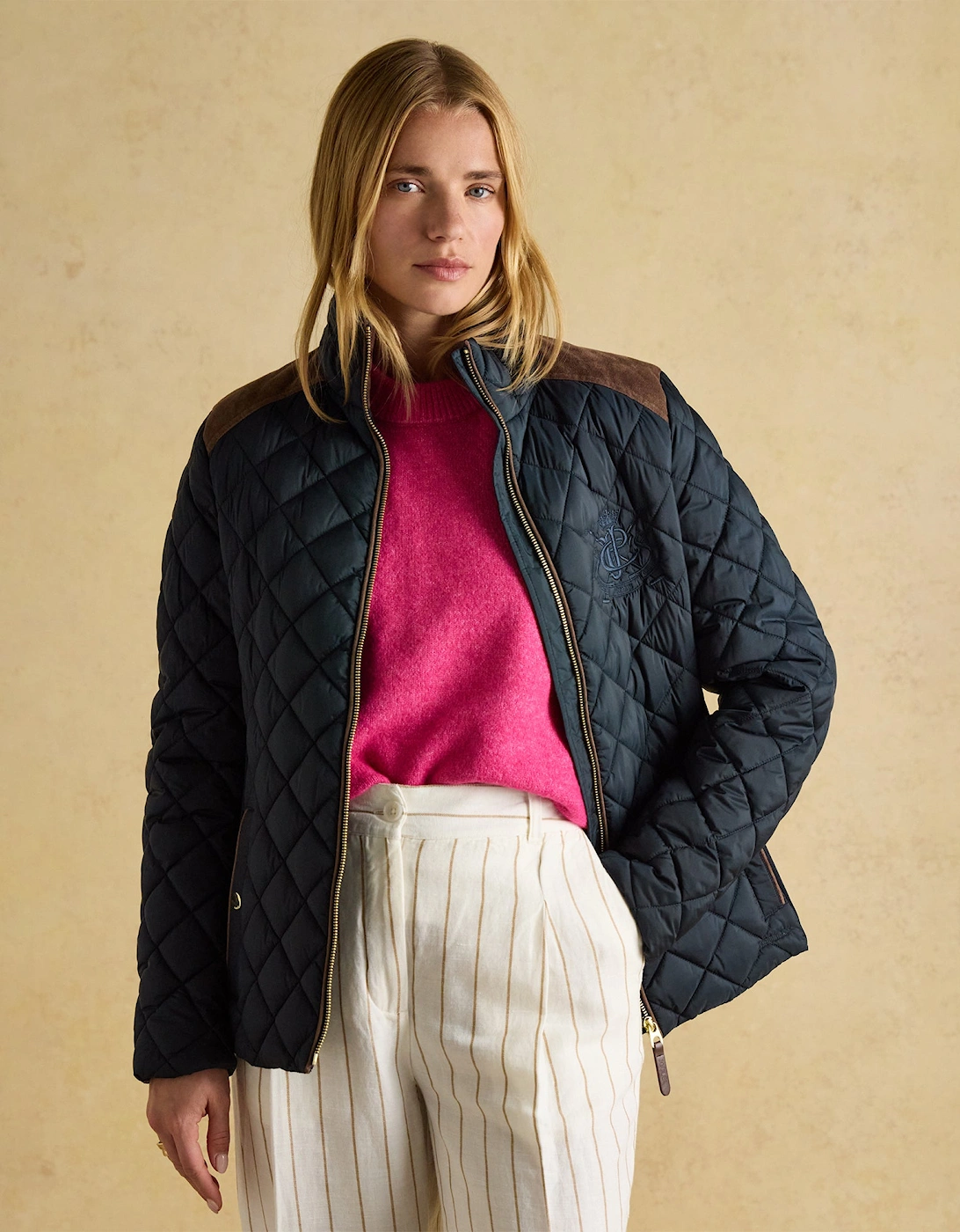 BRAEMAR LUXE Womens Quilted Jacket Navy