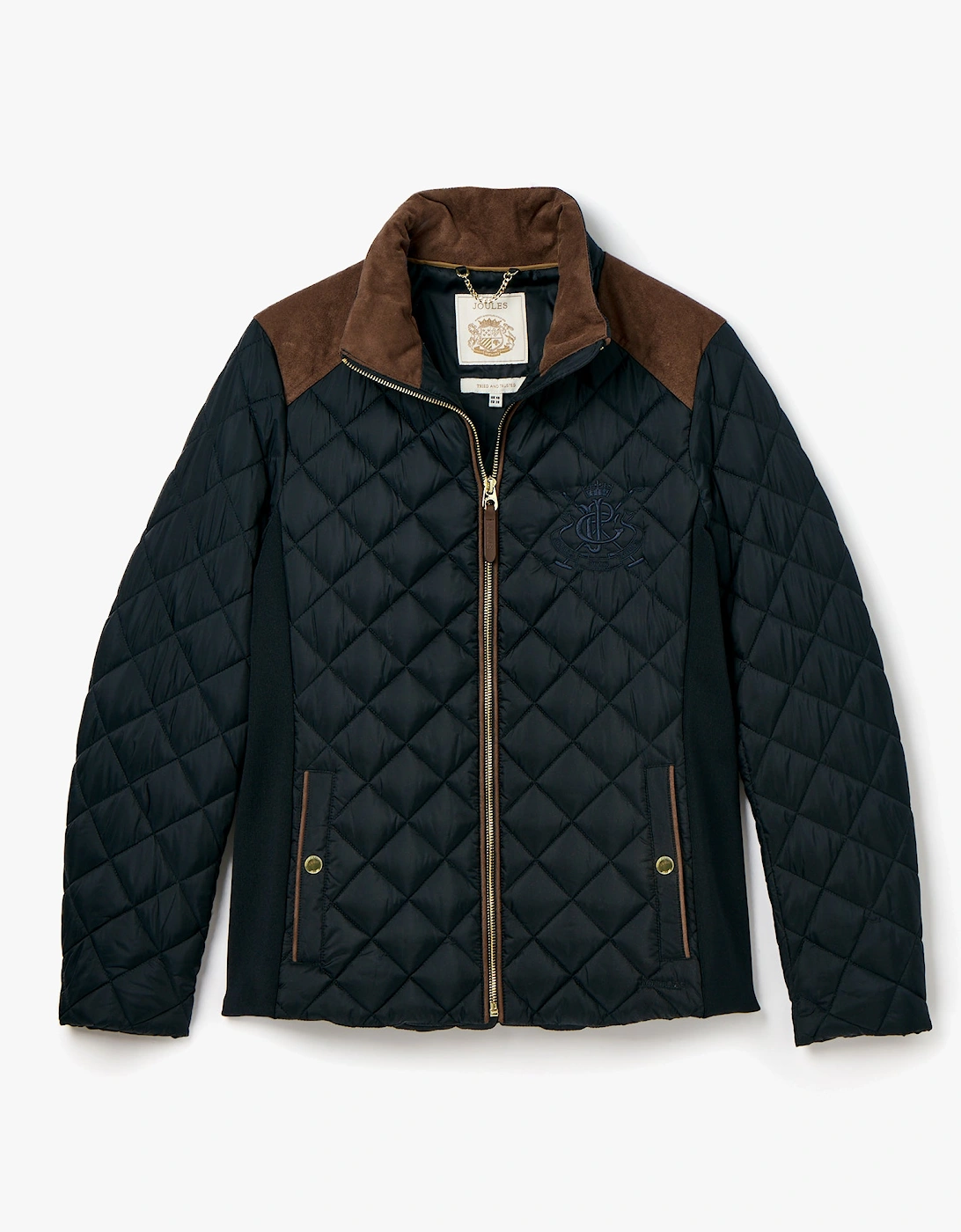 Joules Braemar Luxe Quilted Showerproof Coat - Women's - Navy Blue - Size UK 14