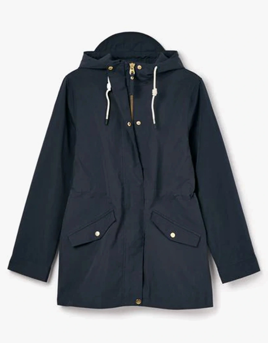 Women's Joules PORTWELL Waterproof Hoodie Raincoat With Adjustable French Navy - Blue - Size: 10