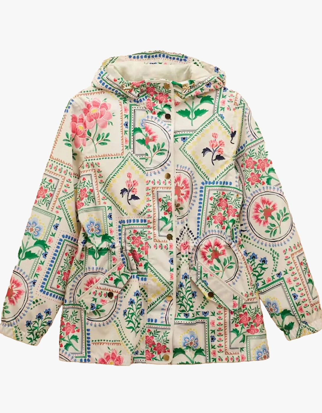 Holt Womens Tile Print Waterproof Packable Raincoat with Hood, 5 of 4