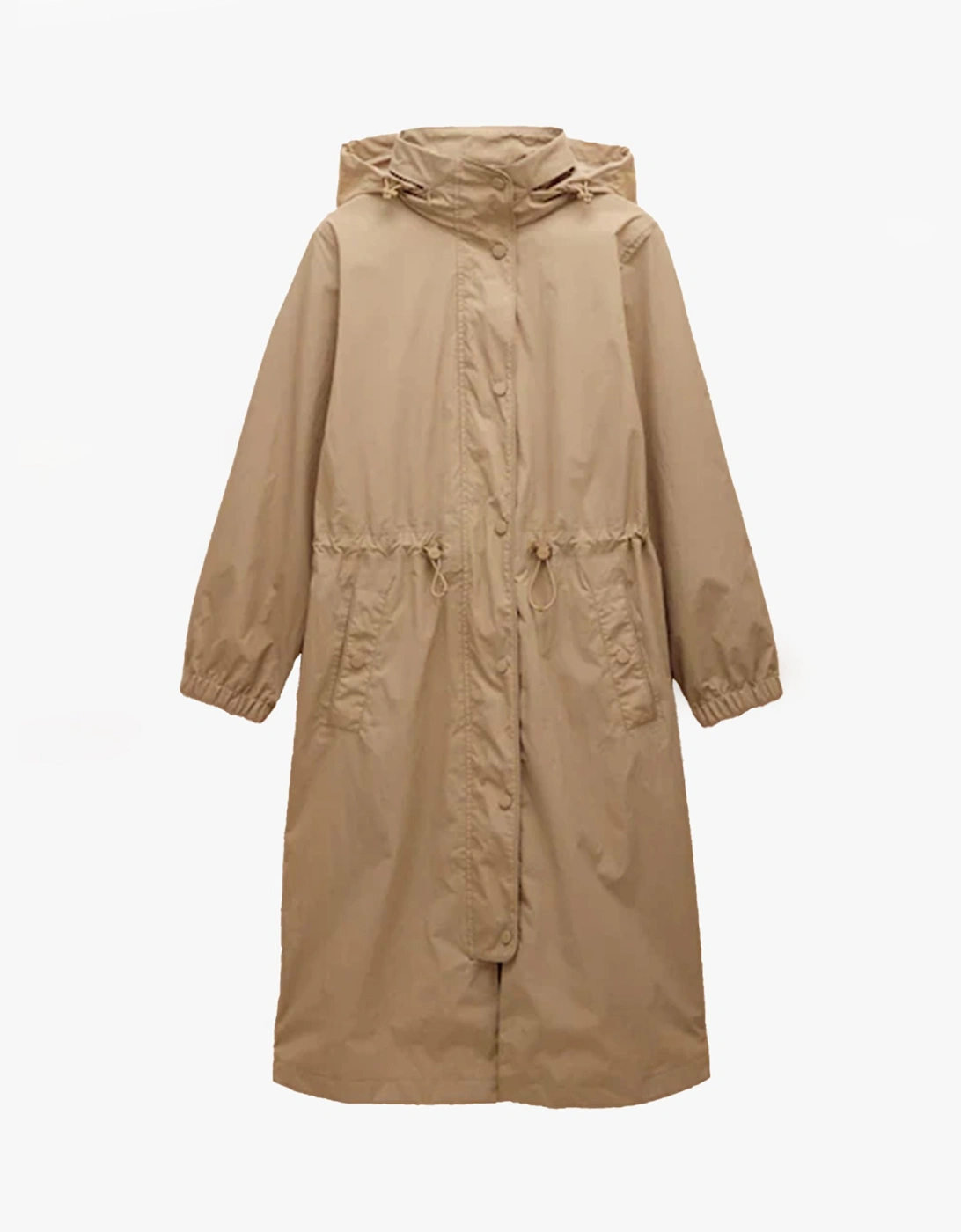 Women's Joules Hensley Womens Waterproof Longline Coat with Packable Hood Tan Brown - Size: 8