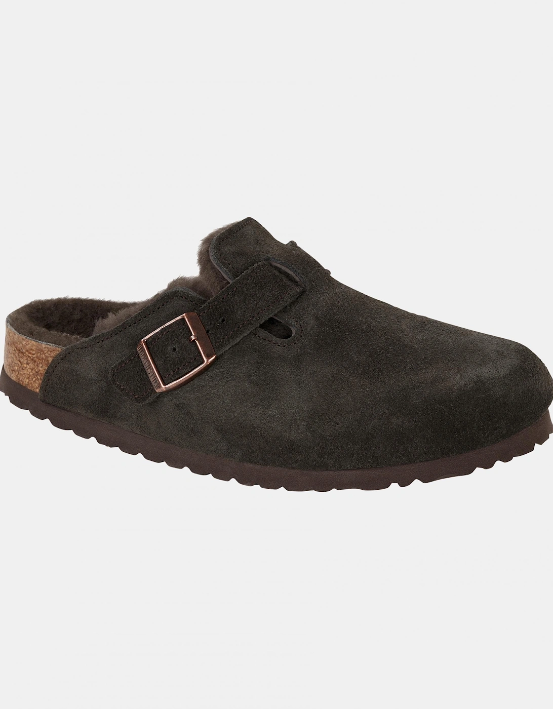 Shearling Suede Leather Womens Clogs - Mocha, 2 of 1