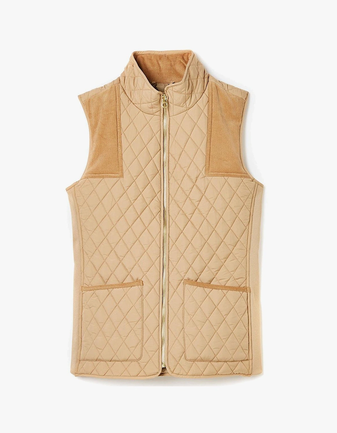 Women's Joules STATELY Womens Quilted Gilet Beige - Cream - Size: 10