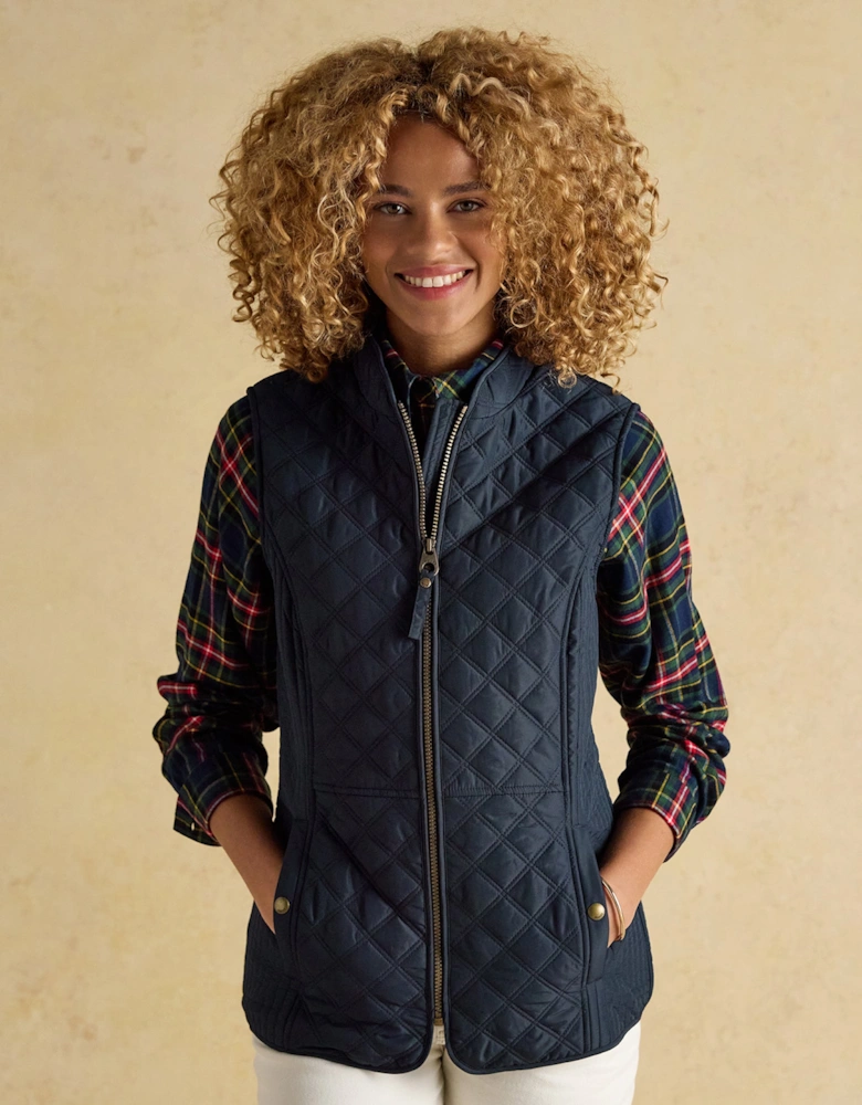 Minx Womens Showerproof Quilted Gilet with Adjustable Waist Navy
