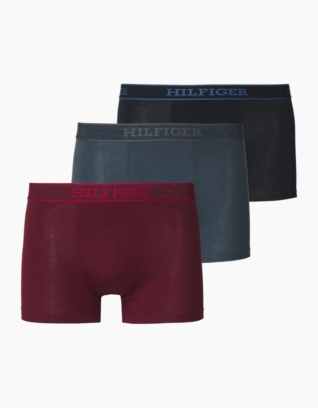 Men's Tommy Hilfiger Mens Trunks 3 Pack Hilfiger Monotype Repeat Logo Stretch Trunks - Red/Red - Size: 37/36/32