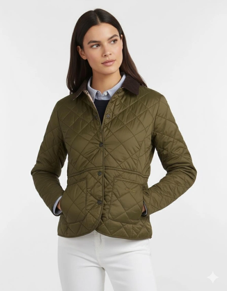 Deveron Quilted Womens Jacket - Olive/Pale Pink