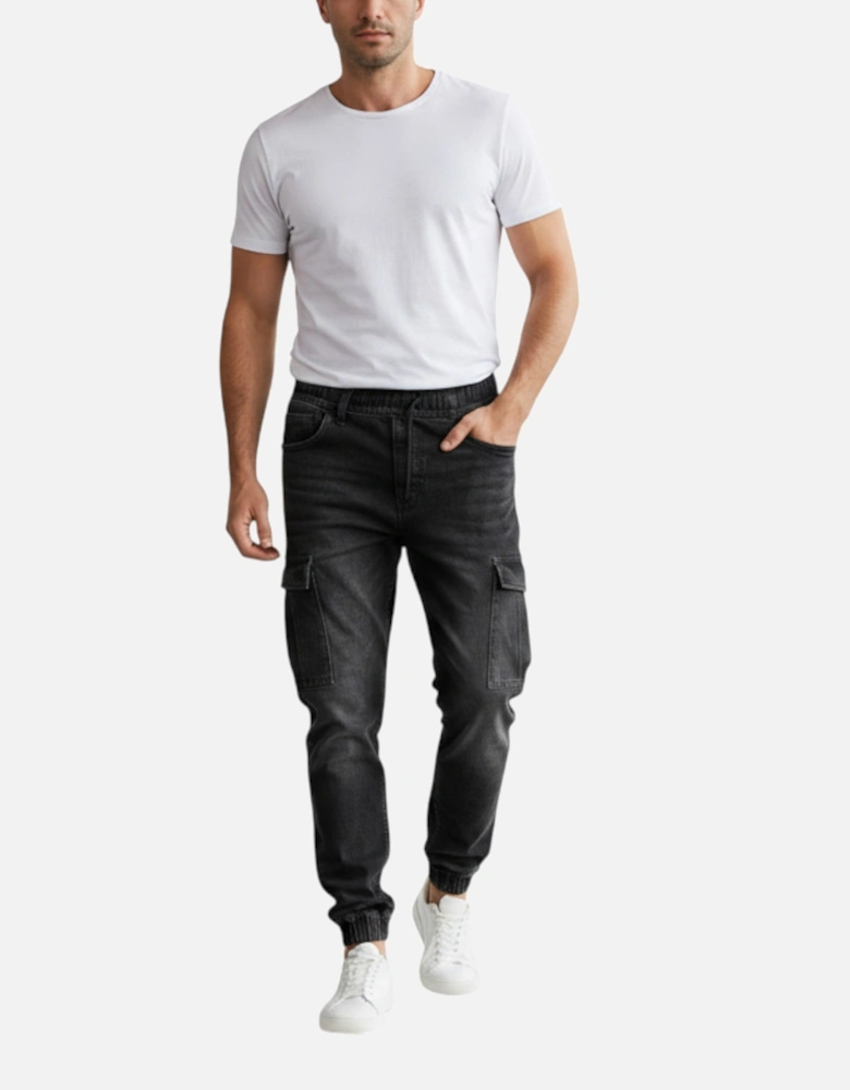 Mens Cargo Denim Jeans Regular Fit Joggers