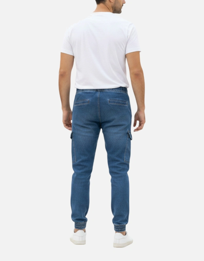 Mens Cargo Denim Jeans Regular Fit Joggers