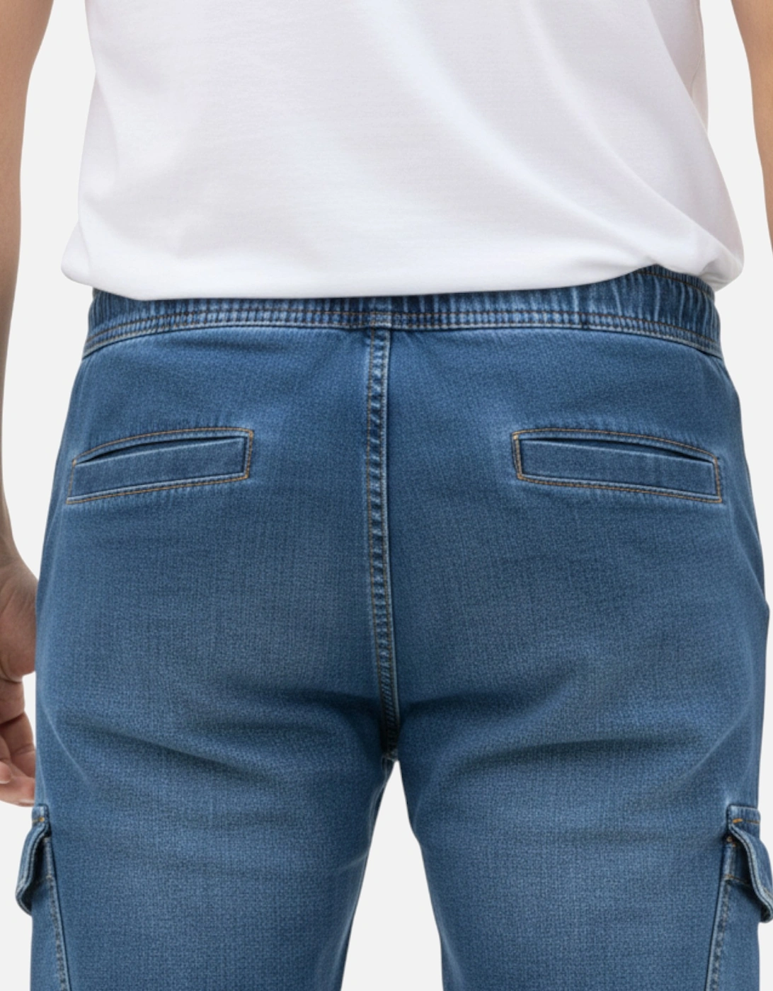 Mens Cargo Denim Jeans Regular Fit Joggers