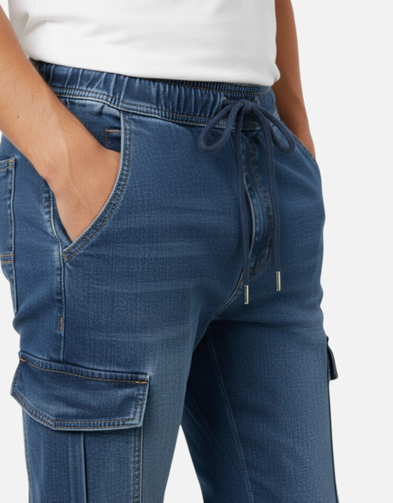 Mens Cargo Denim Jeans Regular Fit Joggers
